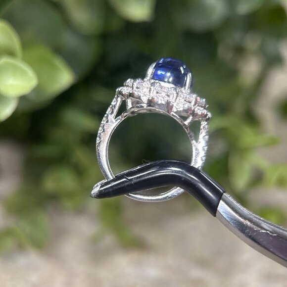 925 Silver Cabuchon Sparkling Flower Ring - Picture 8 of 12